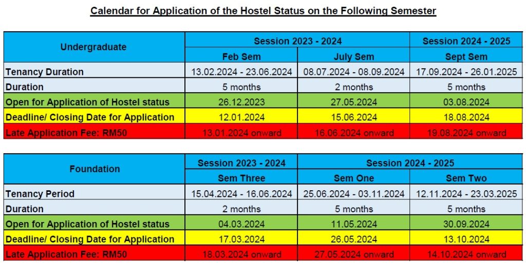 Calendar Student Development And Service Centre